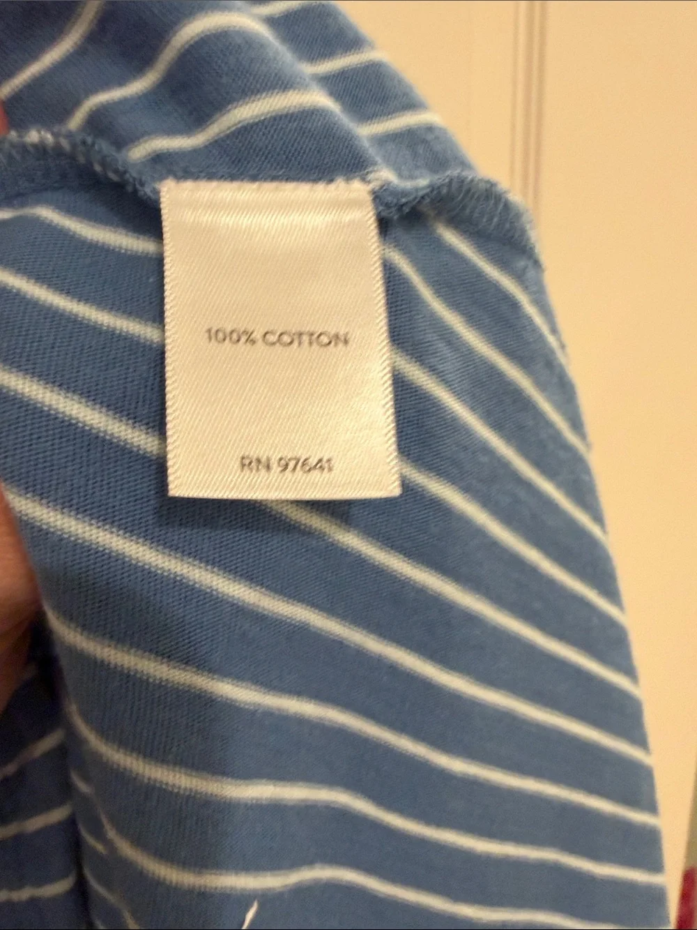 J. Jill Blue and White Striped V-Neck Midi Dress - Picture 3 of 4